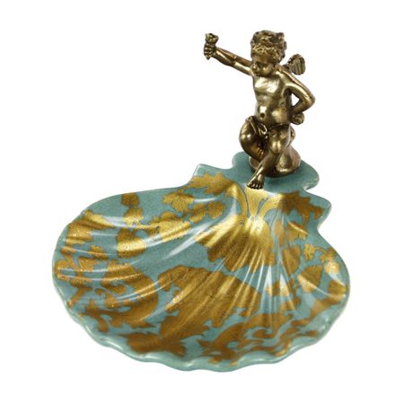 Блюдо Glasar с бронзовым ангелом   14x15x11см