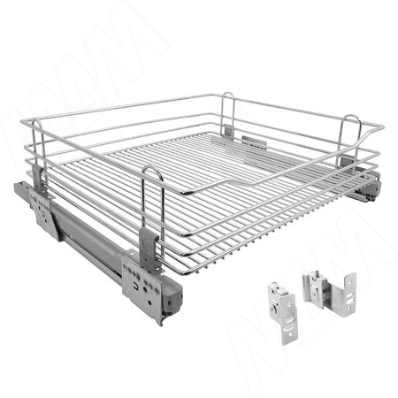 ROUND Корзина 500 мм, H 170 мм, с боковым креплением, креп. фасадов, направляющие Nova Pro (CCTGMSL250PFCSI) корзина с боковым креплением 2 уровня 440х155х500мм   с доводчиком