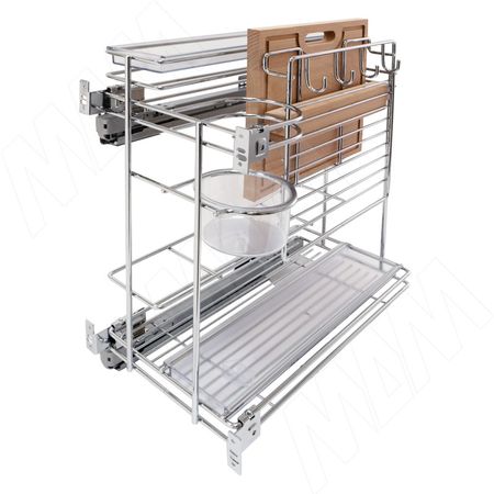 ROUND Корзина универс., с раздел.доской и держателем для ножей, 300 мм, с боковым креплением лев., направляющие Nova Pro (EGTGMSL30SXMUC) корзина с боковым креплением 2 уровня 440х155х500мм   с доводчиком