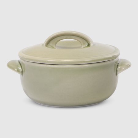 Горшочек для запекания Башкирский фарфор с крышкой, 350 мл, фисташковый