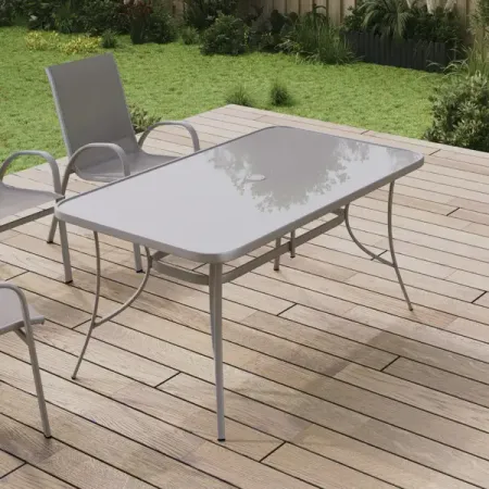 Стол садовый Alma 150x90x70 см сталь/стекло серый