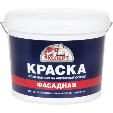 Краска фасадная Эксперт матовая цвет белый 14 кг