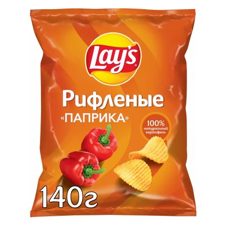 Чипсы картофельные рифленые Lays Паприка 140 г