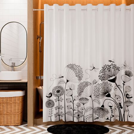Шторка для ванной Wasserkraft Dill белая с черным 200х200 см