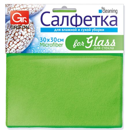 Салфетка Grifon из микрофибры для стекла, 30х30 см, 1 шт