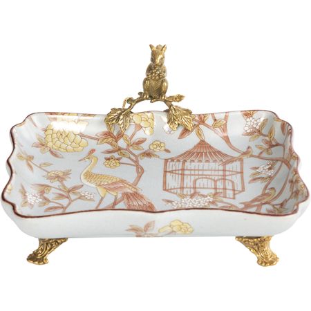 Блюдо Glasar с белочкой 23х19х11 см бежевое