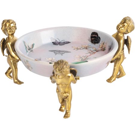 Блюдо Glasar на трех ангелах 22х22х11 см голубое