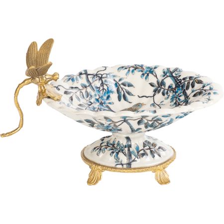 Чаша Glasar со стрекозой 27х15х13 см белая