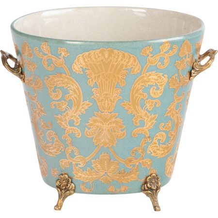 Кашпо Glasar с ручками 22х16х19 см золотистое