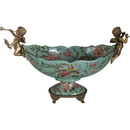 Чаша Glasar с ангелами 32х14х21 см голубая