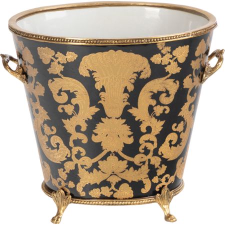 Кашпо Glasar с ручками 22х16х19 см черное