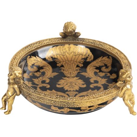 Блюдо Glasar на ангелах 14х13х6 см черное