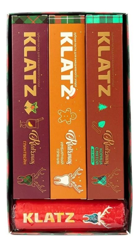 Набор Merry Klatzmas 3*75мл (зубная паста Глинтвейн + зубная паста Имбирный пряник + зубная паста Корица с мятой + рождественская свеча 1шт) рождественская повязка на голову с рогом оленя