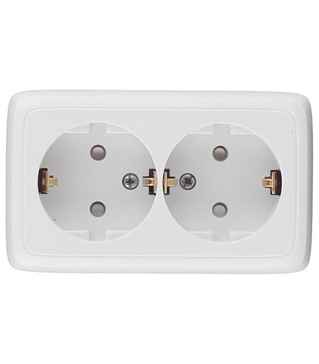 Розетка Hegel Alfa накладная белая со шторками (РА16-154)