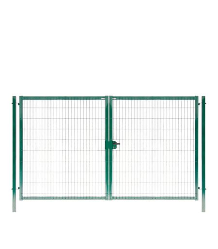 Ворота распашные с панелью 3D Medium и столбами 3,5х2,03 м зеленые RAL 6005