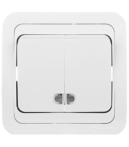 Выключатель Makel Mimoza двухклавишный встраиваемый белый с подсветкой (12023) юрий велийкович джикович организация и управление в строительстве учебное пособие