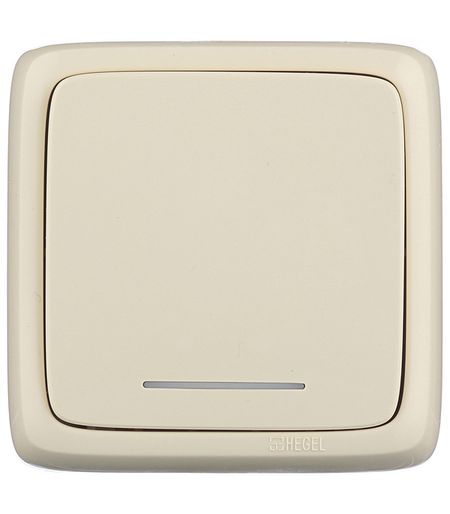 Выключатель Hegel Alfa одноклавишный накладной слоновая кость с подсветкой (ВА10-114-01)