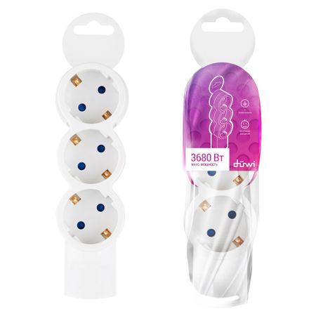 Колодка электрическая 3 розетки Duwi 16 А 230 В 3,68 кВт белая (32017 5)