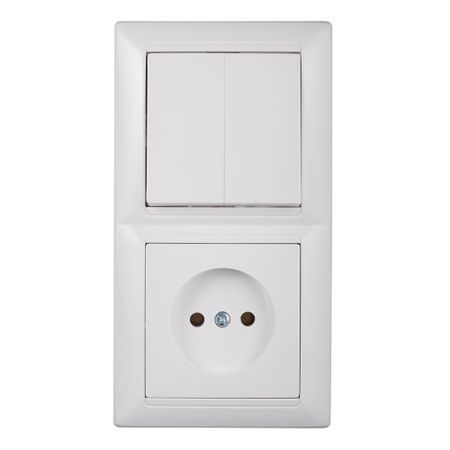 Блок выключателя с розеткой Svet SV1001 двухклавишный встраиваемый белый (SV1001-0003) блок куб 80 80 40 имидж белый проклеенный спираль