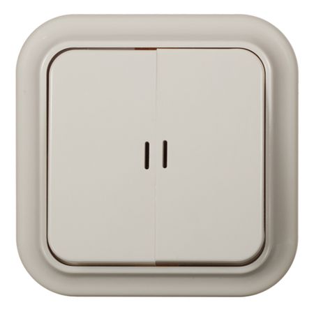 Выключатель Svet двухклавишный накладной бежевый с подсветкой (SV1001-0007)