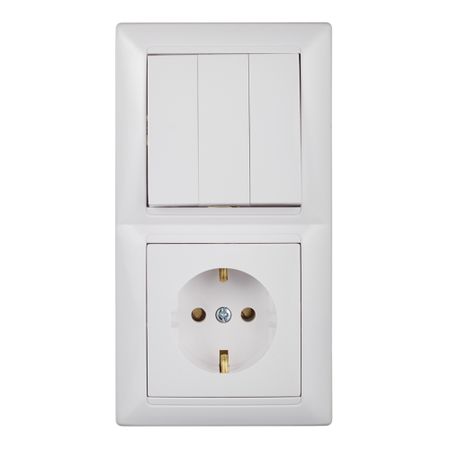 Блок выключателя с розеткой Svet SV1001 трехклавишный встраиваемый белый (SV1001-0005) блок куб 90 90 45 белый пласт бокс