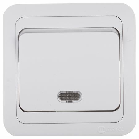 Выключатель Makel Mimoza одноклавишный встраиваемый белый с подсветкой (12021)