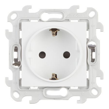Розетка Simon 24 Harmonie встраиваемая белая со шторками (2420432-030)