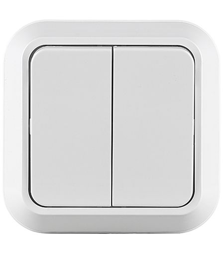 Выключатель Makel Siva Ustu двухклавишный накладной белый (45103)