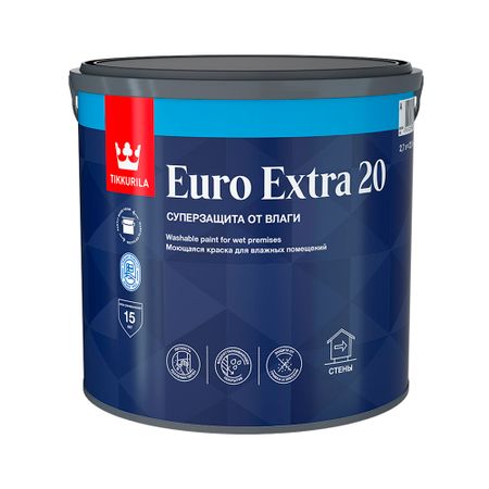 Краска моющаяся Tikkurila/Tikkivala Euro Extra 20 база А белая 2,7 л краска акриловая перламутровая белая 40мл луч