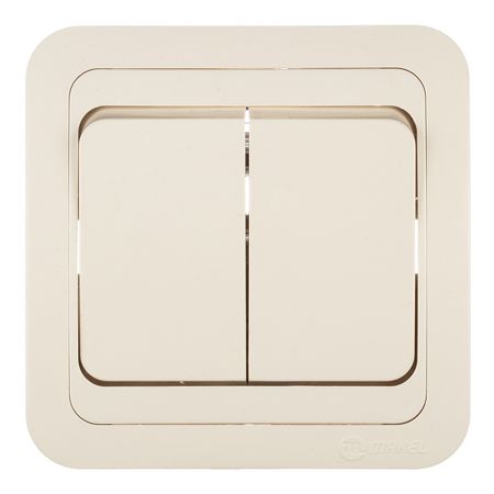 Выключатель Makel Mimoza двухклавишный встраиваемый бежевый (25003)