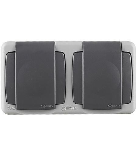 Розетка Makel накладная серая с крышкой (36064206)