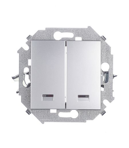 Выключатель Simon 15 двухклавишный встраиваемый алюминий с подсветкой (1591392-033) российская федерация федеративное устройство крым в составе рф