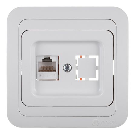 Розетка компьютерная Makel Mimoza встраиваемая белая RJ45 (12035)