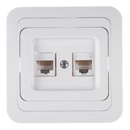 Розетка компьютерная Makel Mimoza встраиваемая белая 2хRJ45 (12036)