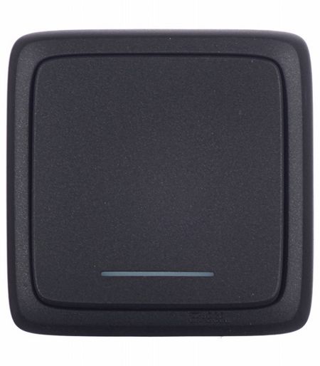 Выключатель Hegel Alfa одноклавишный накладной черный с подсветкой (ВА10-114-08)