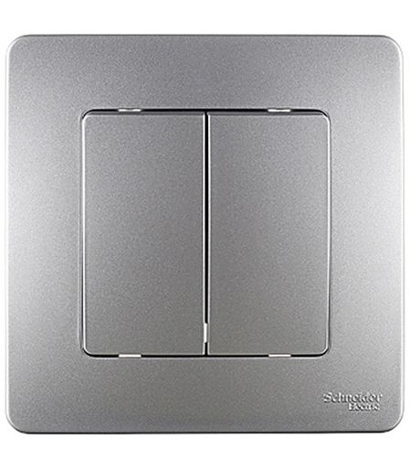 Выключатель Systeme Electric Blanca двухклавишный встраиваемый алюминий (BLNVS010503)