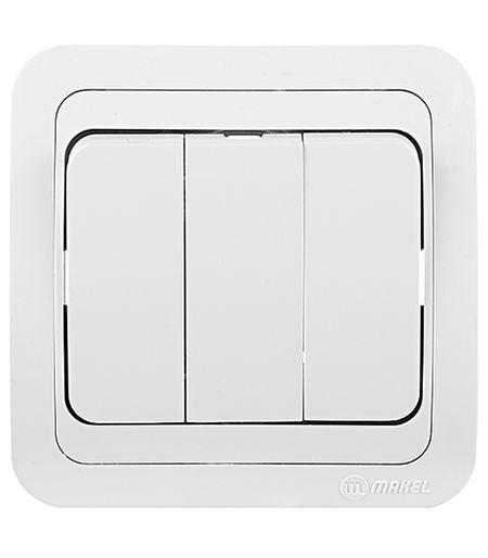 Выключатель Makel Mimoza трехклавишный встраиваемый белый (12091)