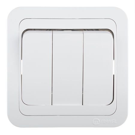 Выключатель Makel Mimoza трехклавишный встраиваемый белый (12092)