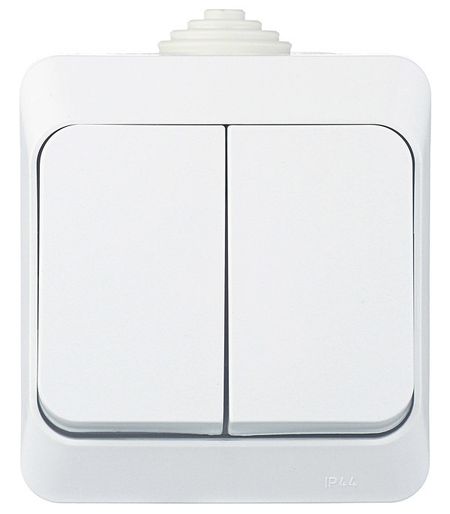 Выключатель Systeme Electric Этюд двухклавишный накладной белый (BA10-042B)