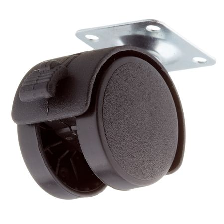 Ролик двойной на площадке со стопором d40 мм (черный/черный) ролик выкатной обрезиненный н 44 44мм пластик резина