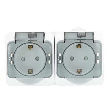 Розетка Systeme Electric Этюд накладная белая со шторками с крышкой (PA16-244B)