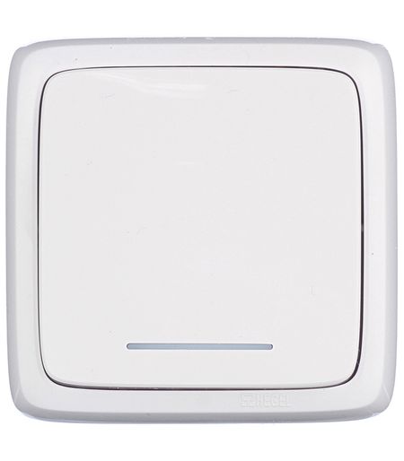 Выключатель Hegel Alfa одноклавишный накладной белый с подсветкой (ВА10-114)