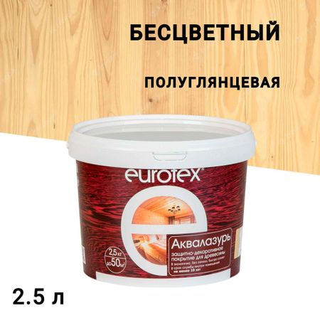 Лак антисептик акриловый Eurotex Аквалазурь бесцветный 2,5 л