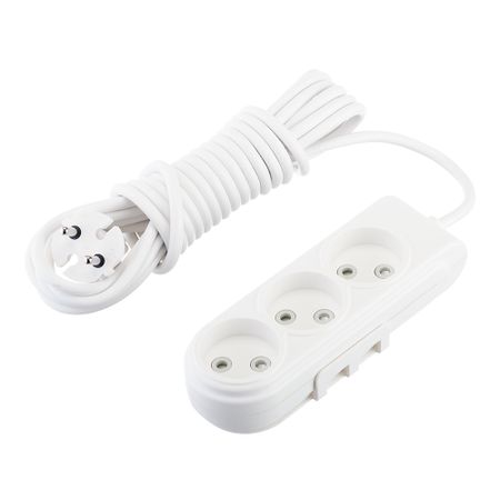 Удлинитель Makel 3 розетки 5 м ПВС 2х0,75 кв.мм 10 А 2,2 кВт белый (N3010061) универсальный вращающийся удлинитель для смесителя