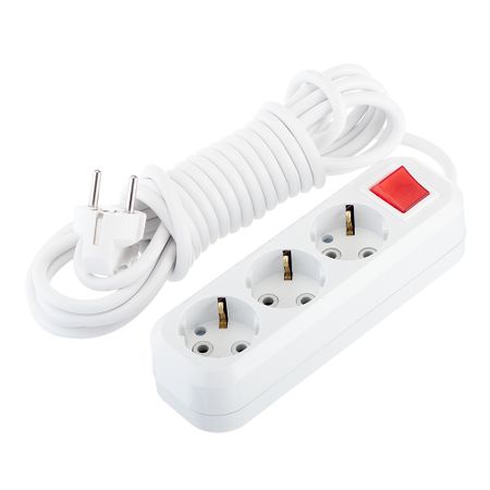 Удлинитель Makel 3 розетки 5 м ПВС 3х1 кв.мм 16 А 2,2 кВт с кнопкой белый (MGP214) универсальный вращающийся удлинитель для смесителя