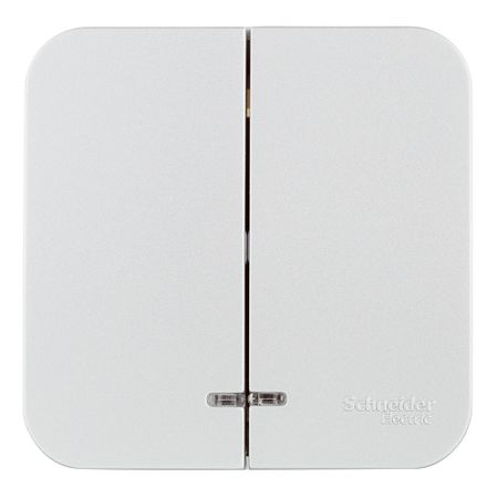 Выключатель Systeme Electric Blanca двухклавишный накладной алюминий с подсветкой (BLNVA105113)