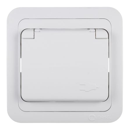 Розетка Makel Mimoza встраиваемая белая с крышкой (12009)