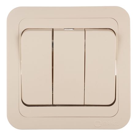 Выключатель Makel Mimoza трехклавишный встраиваемый бежевый (25092)