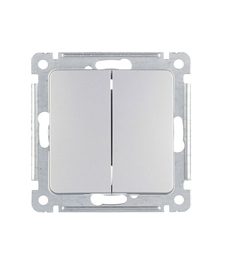 Выключатель Hegel Master двухклавишный встраиваемый серебро (ВС10-451-06)