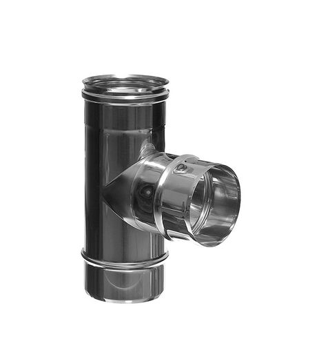 Тройник 90° х d150 мм на расширителе зеркальный без изоляции AISI 304